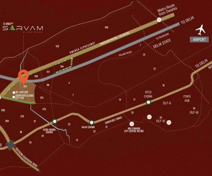 Signature Global Sarvam Location Map